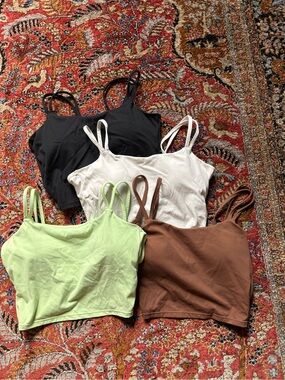 Women’s Double-Strap Cropped Tank Top - Black, White, Green, Brown